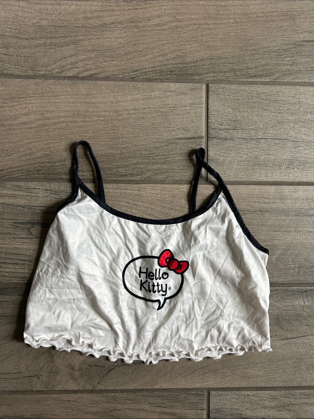 Hello Kitty White Tank Top with Black Trim and Red Bow